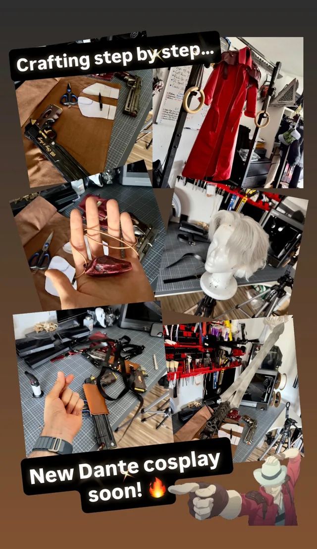 Behind the Work from Impossible Pleasure. Step-by-step crafting progress for a new Dante cosplay with custom accessories, wig styling and props.
