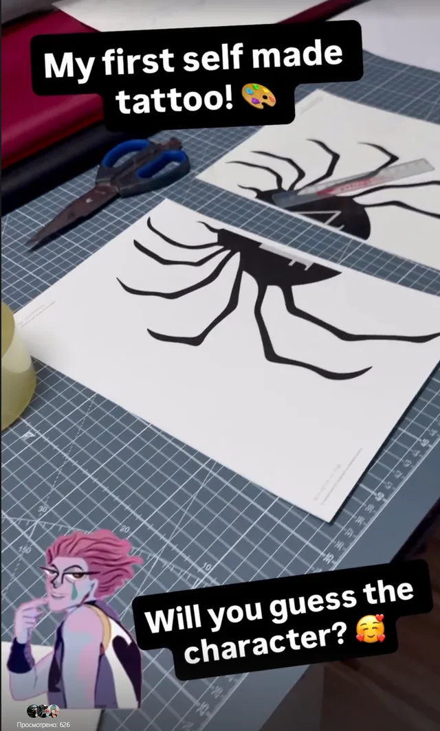 Behind the Work from Impossible Pleasure. Preparing a self-made Hisoka temporary tattoo design for cosplay.