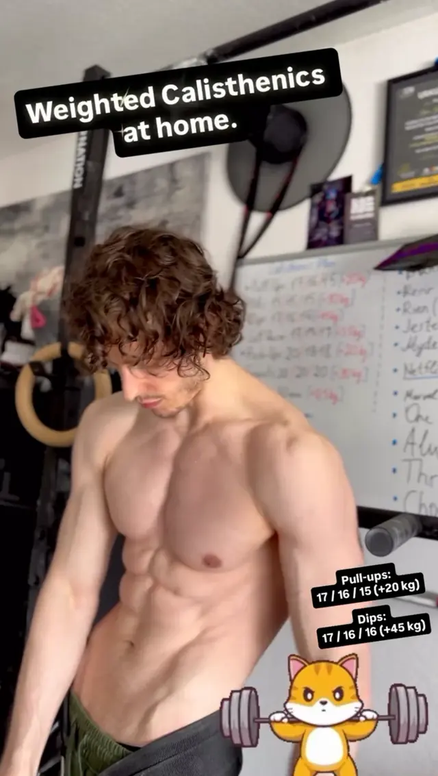 Training behind-the-scenes Story from Impossible Pleasure. Weighted calisthenics at home.