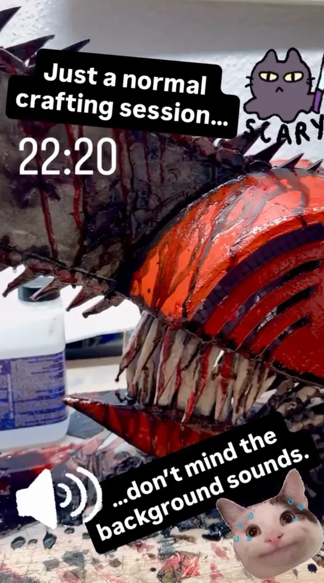Behind the Work from Impossible Pleasure. Crafting & Props · Painting and finishing the Chainsaw Man helmet.