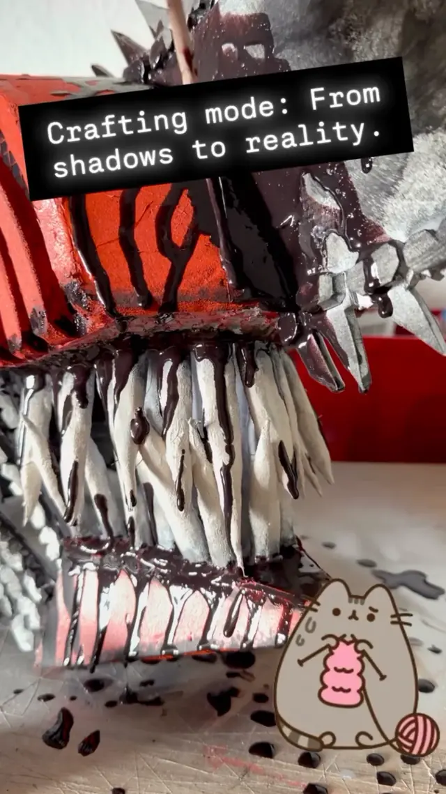 Behind the Work from Impossible Pleasure. Crafting & Props · Chainsaw Man helmet construction and surface finishing.