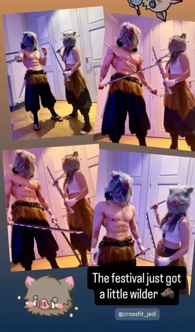 Inosuke cosplay photos with another attendee at Anime Festival Kassel 2025.